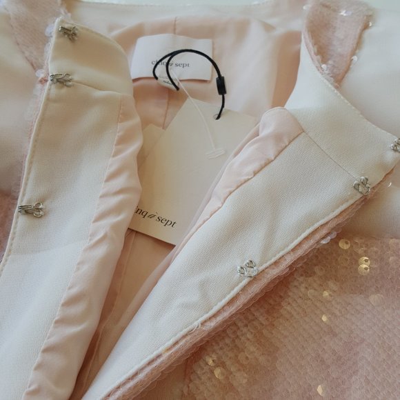 CINQ À SEPT! Ruthy Sequin Stripe Jacket and  Pants in Pink/ Travertine (SET) - Picture 8 of 17